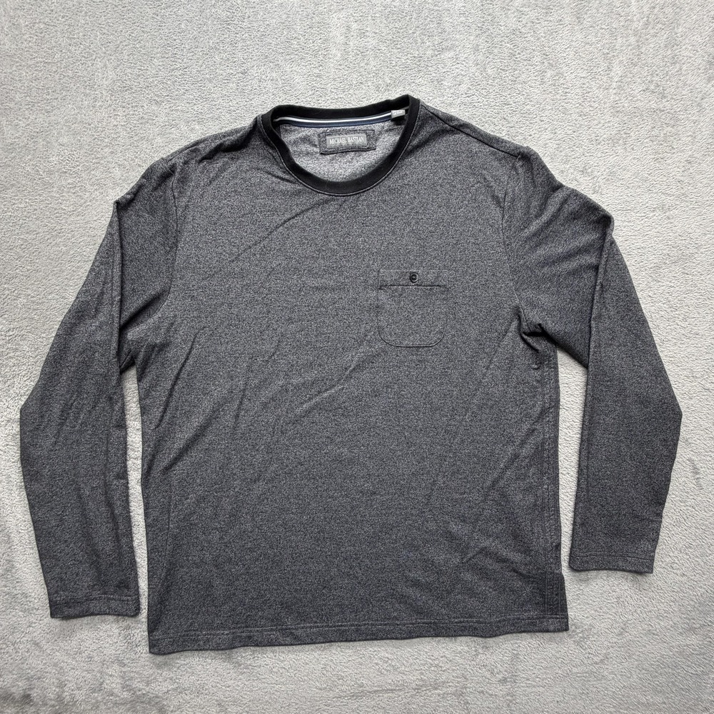 Michael Bastian Shirt Mens XL‎ Gray Long Sleeve Stretch Pocket Crewneck Tee